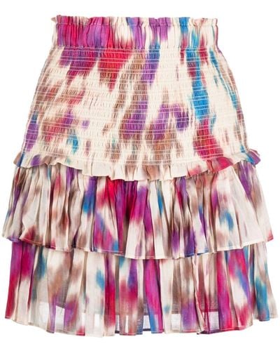 Isabel Marant Naomi Smocked Cotton Skirt - Pink