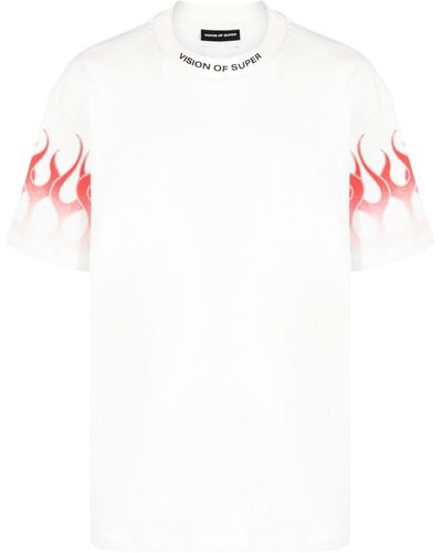 Vision Of Super T-shirt Met Vlammenprint - Wit