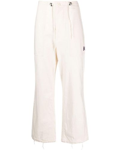 Needles Butterfly-embellished Straight-leg Pants - White
