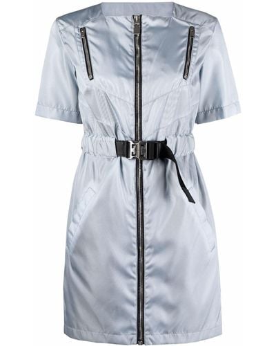 Givenchy Metallic Zip-detail Short-sleeved Dress - Blue