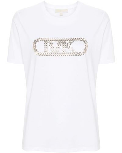 MICHAEL Michael Kors T-shirt en coton biologique à logo strassé - Blanc