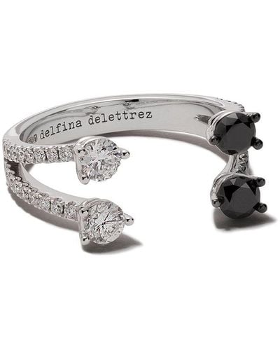 Delfina Delettrez 18kt Wit Gouden Domino Dots Ring Met Diamant - Meerkleurig