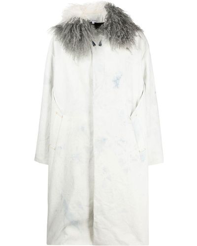 Per Götesson Long Shearling-collar Coat - White