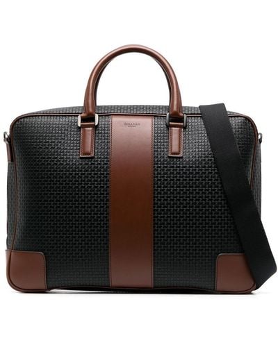 Serapian Stepan Leather Briefcase - Black