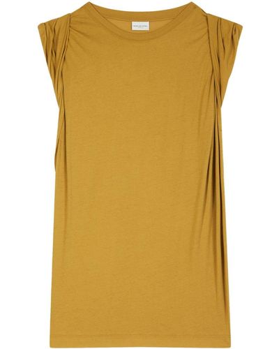 Dries Van Noten Rolled-sleeve Cotton T-shirt - Yellow