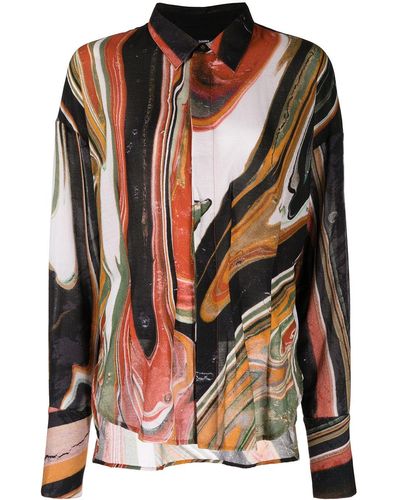 Bassike Abstract-print Cotton Shirt - Multicolour
