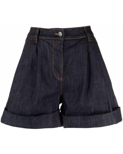 P.A.R.O.S.H. Jeans-Shorts mit weitem Bein - Blau