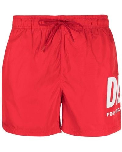 DIESEL Bmbx-nico Logo-print Swim Shorts - Red