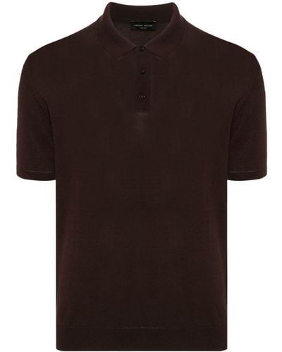 Roberto Collina Ribbed Cotton Polo Shirt - Black