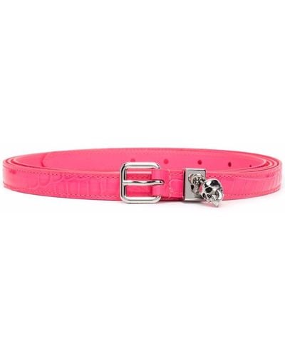 Alexander McQueen Double Belt With Skull And Pavè - Pink