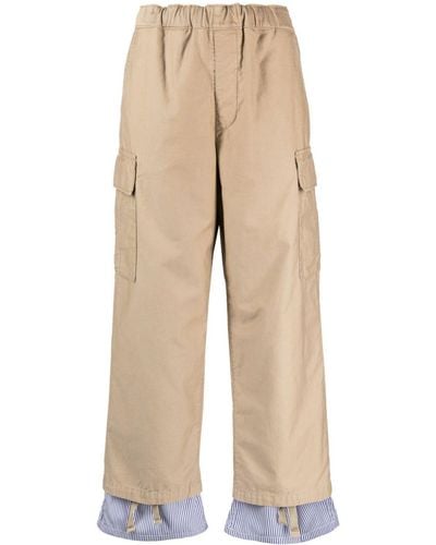Undercover Layered-design Cotton Trousers - Natural