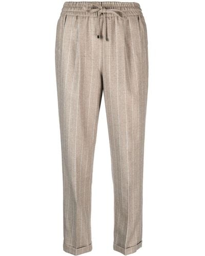 Kiton Pinstripe-pattern Wool Pants - Natural