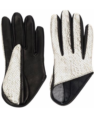Manokhi Panelled Metallic-effect Leather Gloves - Black