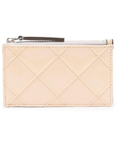 Tory Burch Diamond-quilted Leather Wallet - Natural