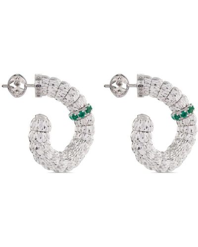 Officina Bernardi 18kt White Gold Enigma Emerald Hoop Earrings