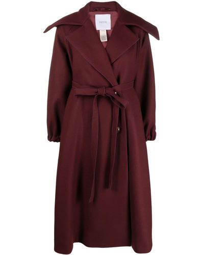 Patou Belted Double-breasted Coat - Purple