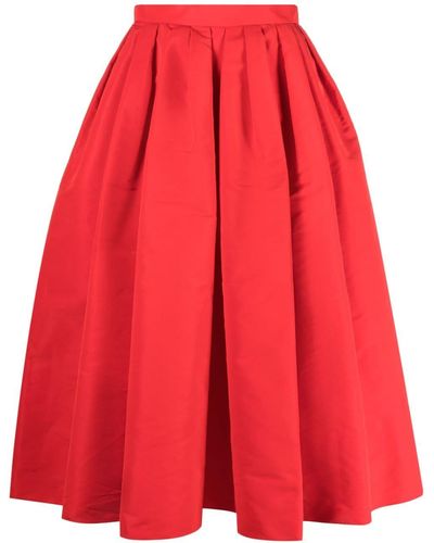 Alexander McQueen Falda midi con pliegues - Rojo