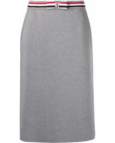Thom Browne Rwb Waistband Midi Skirt - Gray
