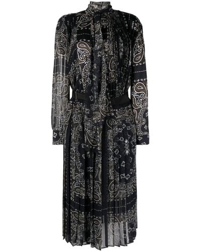 Sacai Midi-jurk Met Bandanaprint - Zwart