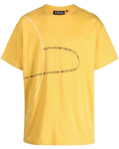 Mostly Heard Rarely Seen T-shirt en coton à slogan imprimé - Jaune