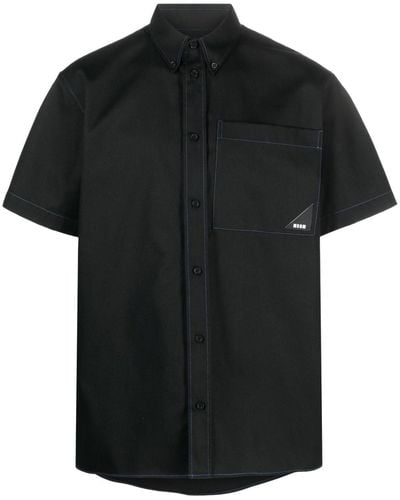 MSGM Contrast-stitching Short-sleeve Shirt - Black