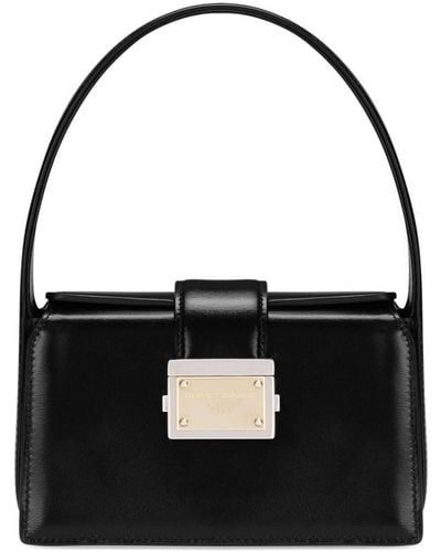 Dolce & Gabbana Logo-appliqué Leather Tote Bag - Black