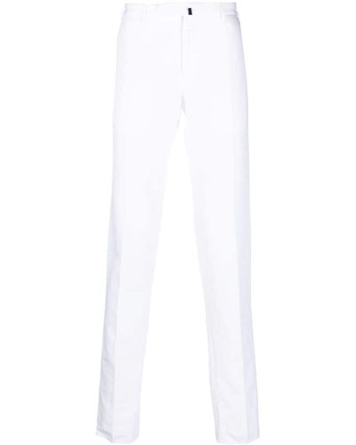 Incotex Pantalon droit en lin mélangé - Blanc