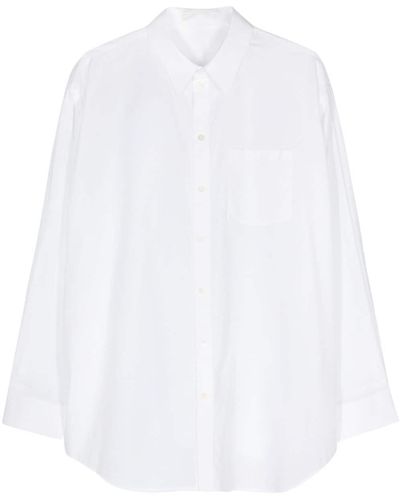 Helmut Lang Logo-embroidered Cotton Shirt - White