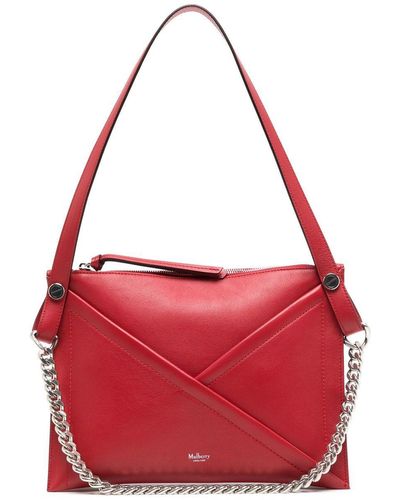 Mulberry M Zipped Leather Shoulder Bag - Red