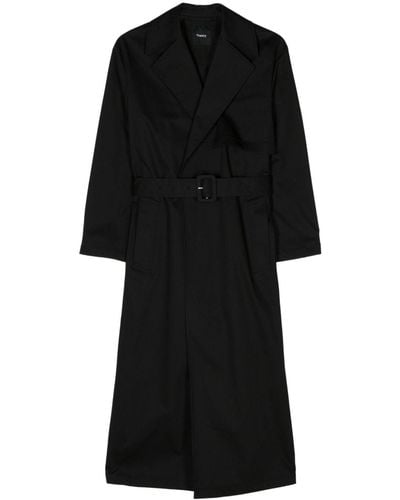 Theory Belted Twill Trench Coat - Zwart