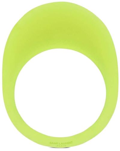 Saint Laurent Logo-engraved Circular-design Ring - Yellow