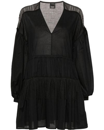 Pinko Flared Mini-jurk Met Franje - Zwart