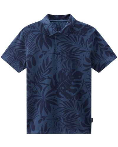 Woolrich Poloshirt mit "Tropical"-Print - Blau