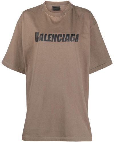 Balenciaga T-Shirt mit Logo-Print - Braun