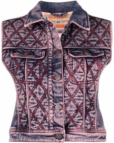 DIESEL Contrast-stitching Cropped Vest - Pink