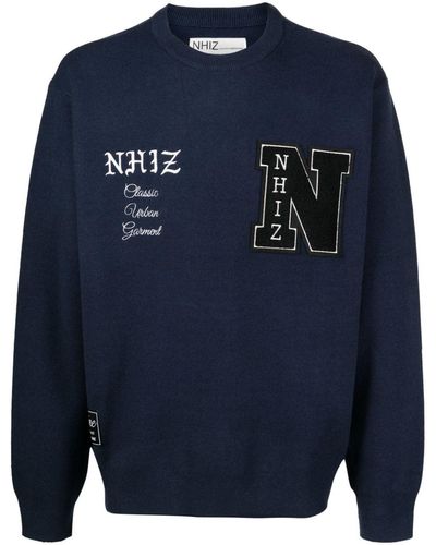 Izzue Patch-detail Crew-neck Sweater - Blue