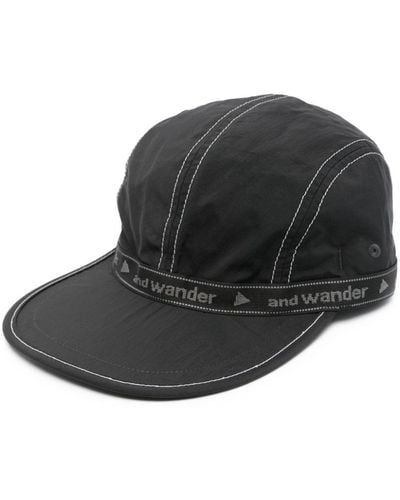 and wander Logo-tape Contrast-stitching Cap - Black