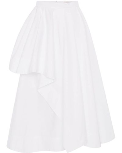 Alexander McQueen Jupe mi-longue à design plissé - Blanc