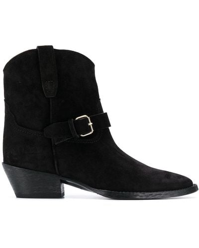 Saint Laurent West Buckled Boots - Black