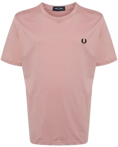 Fred Perry Ringer Logo-embroidered T-shirt - Pink
