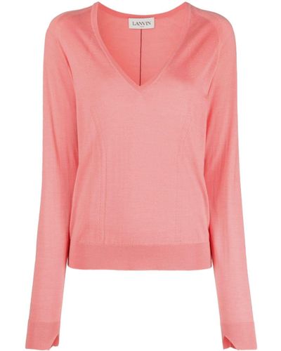 Lanvin Pointelle-trim Sweater - Pink