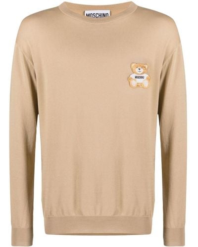 Moschino Pullover mit Teddy-Patch - Natur
