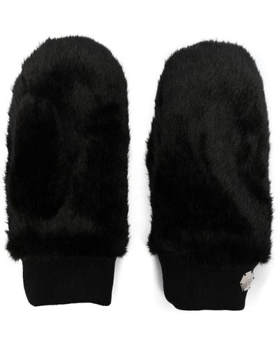 Philipp Plein Logo-plaque Faux-fur Gloves - Black