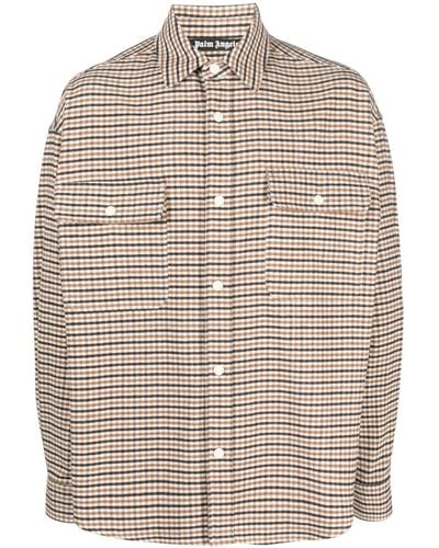 Palm Angels Plaid-checked Button-up Shirt - Brown