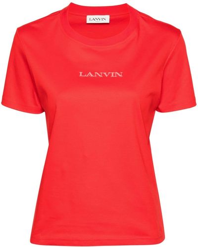 Lanvin T-Shirt mit Logo-Stickerei - Rot