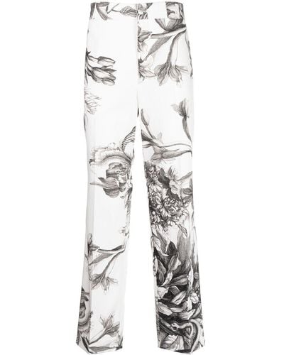 Erdem Pantalones de vestir con motivo botánico - Blanco