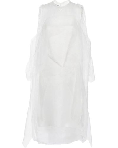 Prada Robe Technical Voile à plis - Blanc