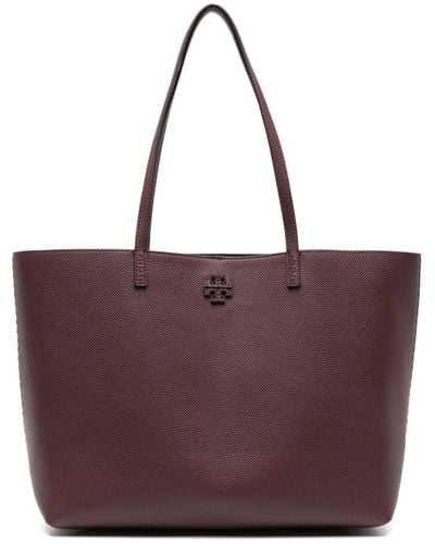 Tory Burch Mcgraw Grained-leather Tote Bag - Purple