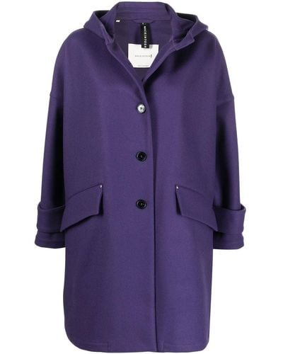 Mackintosh Humbie Hood Wool Overcoat - Purple
