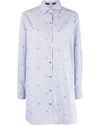 Karl Lagerfeld Camisa tipo túnica con monograma - Azul